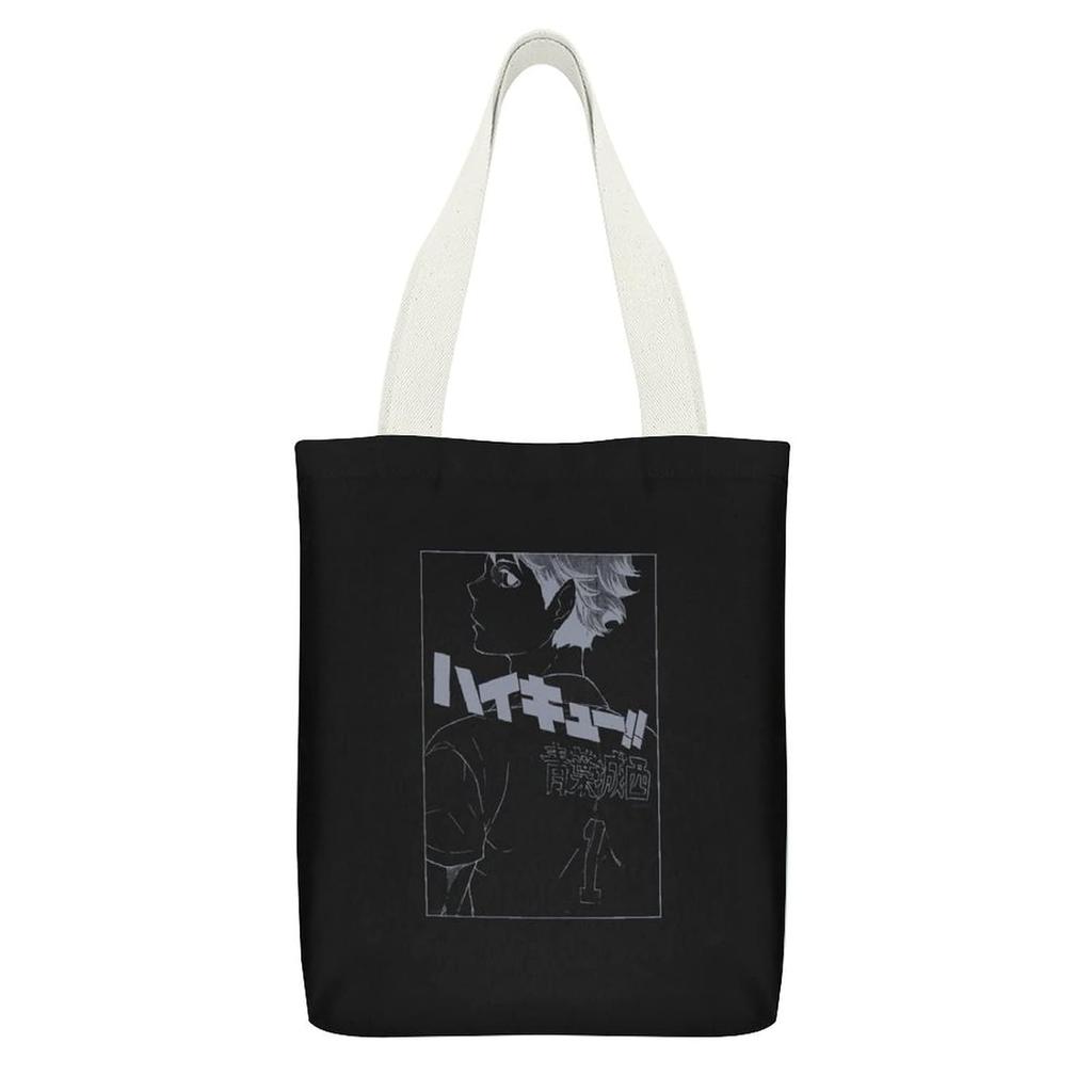 Venker Haikyuu Tote Bag Canvas Large Capacity A4 Shoulder Cotton Eco Unisex Cute Stylish Popular Character Goods Ladies Shopping Back
