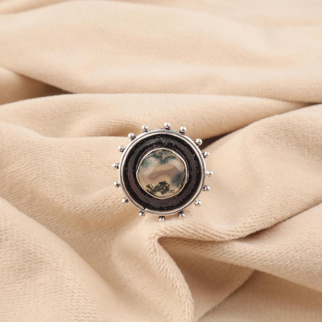 Moss Agate Ring Jewelry, 925 Solid Sterling Silver Ring, Handmade Gorgeous Silver Ring, Moss Agate Balancing Gemstone Jewelry For Women