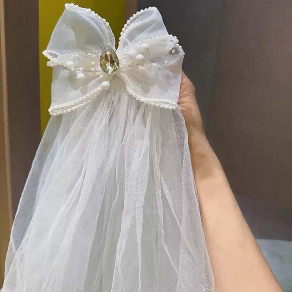 White Veil Hair Clip Mesh Bridal Tulle Fashion Girls Head Gauze  Party Cosplay