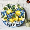 Vintage Round Metal Sign Flower Bucket Kitchen Decor Gift