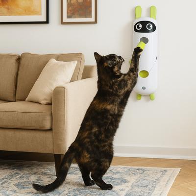 Automatic Teasing Cat Toy USB Charging Fluffy Teaser Interactive Cat Toy Motion Sensor with Suction Cup