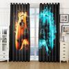 2pcs Dynamic Black Bottom Earphone Printed Translucent Curtains Multi-Scene Polyester Rod Pocket Decor Curtains for Living Room