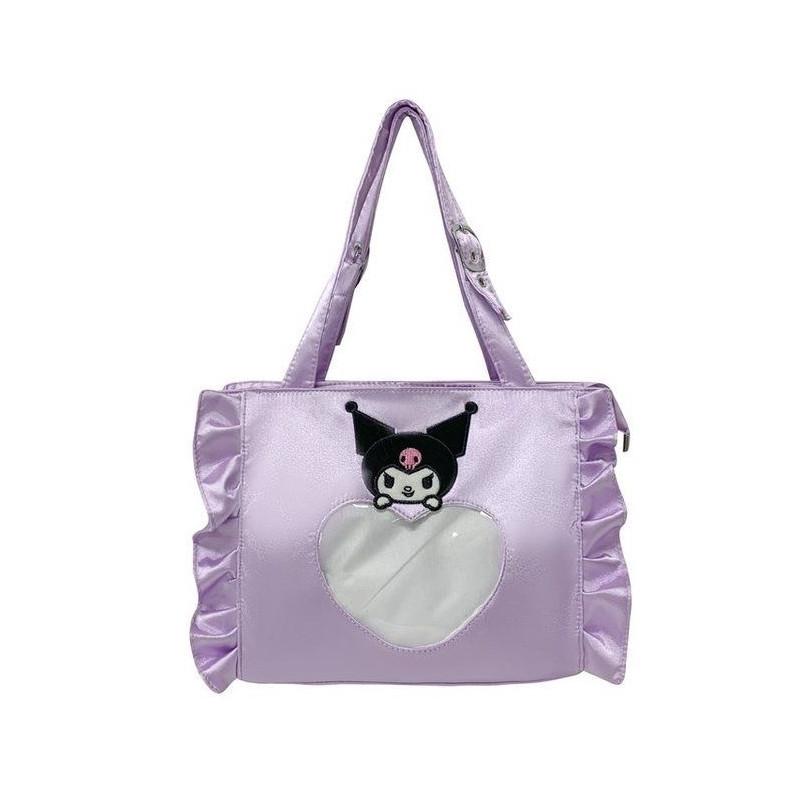 Pattern Lace Design Tote Bag With Transparent Compartment For Daily Use Girls