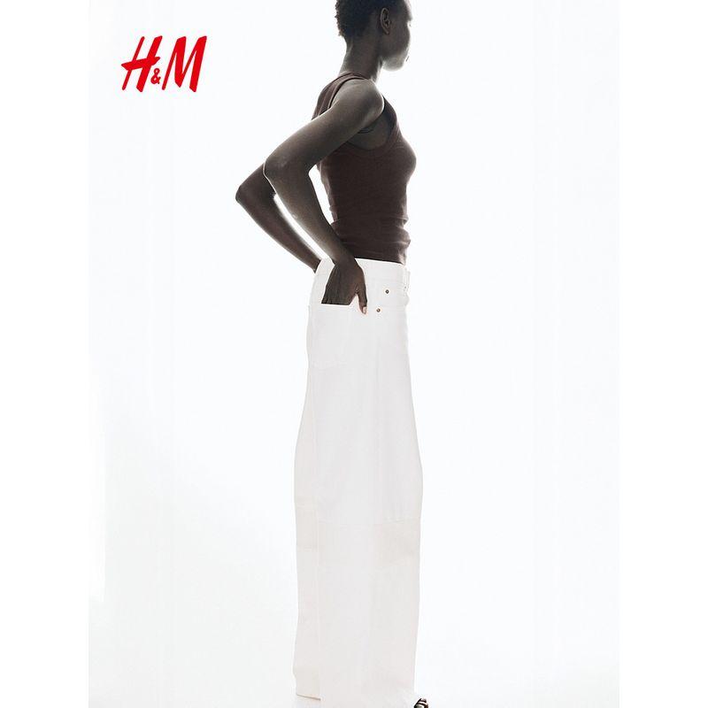 

HM Women clothes Vest Sling Summer Rib Soft and Comfortable Sleeveless White Vest 1250800 White 160/88(S)