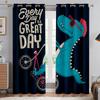 Set Of 2 Funny Cartoon Dinosaur Print Curtains Bedroom Living Room Kitchen Children Decorative Can Be Made Polyester Window Treatment