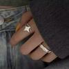 Korean Version of the Star Stacked Rock Pattern Ring 925 Sterling Silver Ins Wind Index Finger Ring Sweet Cool Ring Tide