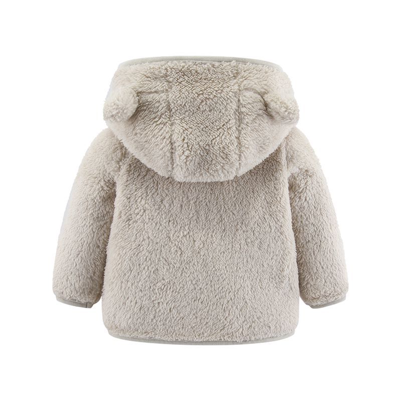 Children's Long-sleeved Plush Top with Hooded Baby Coat
