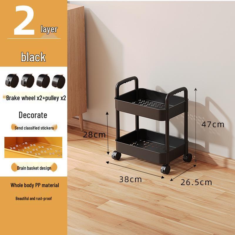 Foldable Snack Cart with Wheels for Kitchen, Bedroom & Toy Storage