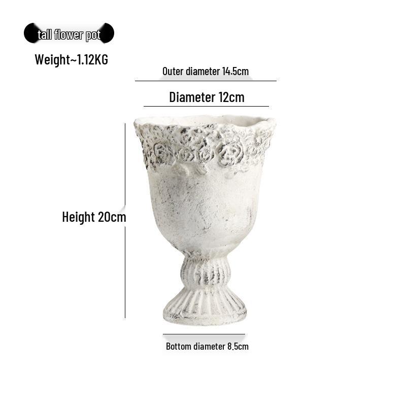 

Handmade Embossed European Style Cement Flower Pot for Home & Garden Decor
