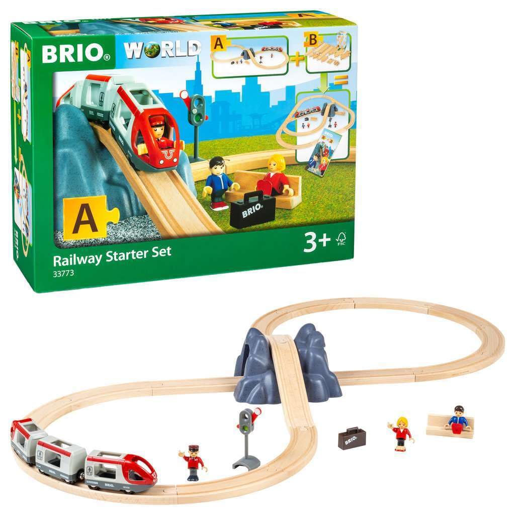 BRIO WORLD Figure-8 Starter Set 33773 (26 pieces) for ages 3 and up (electric train, toy, wooden tracks)