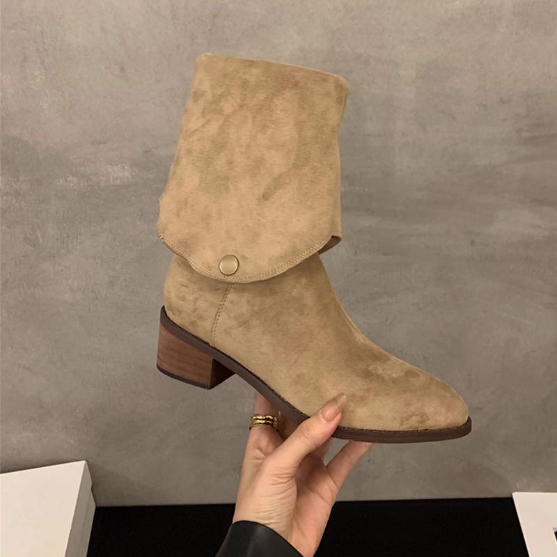 

Fashion High Boots Women Fashion Heeled Shoes Suede Designer Dress Knee High Woman Boots 2025 Winter Cozy Walking Mujer De Zapatillas 35 хаки