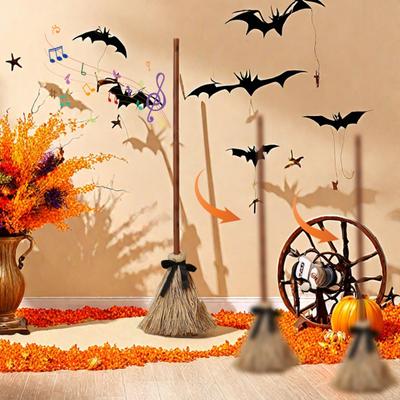 Halloween Floating Broom 43.5 Inches Tall Magical Animated Witch Broomstick Sound Touch Activated Haunted Dancing Broom