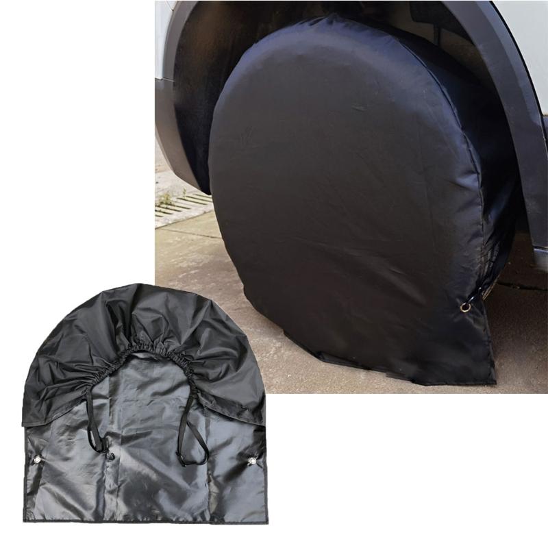 Tire Cover Trailer RV Black Waterproof UV Weather Resistant Car Tires Storage Bag RV Wheel Protector Oxford Cloth