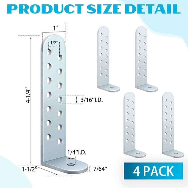 4pcs Zincs Alloys Brackets Corrosions Resistant Brackets with Prestoring Drilled Holes for Secure Installation