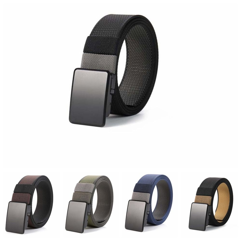 Contrast Color Both Sides Available Belt Zinc Zinc Alloy Nylon Waistband Classic Men Weaving Belt  Boys