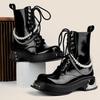 Quality Selection Women's Boots Trend Pearl Chain Design Women Ankle Boots High Quality Platform Leather Short Boots Botas Mujer