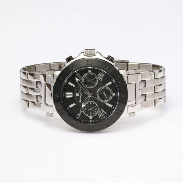 Authentic Salvatore Marra Wristwatch SM22108-SSBK, 10 ATM Water Resistant, Date and Day Display, Metal Strap, SSBK