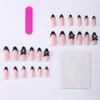 24pcs Black Almond Shaped False Nails, Decorated With 3D Bowknot And Simulation Pearl Press-On Nails, Manicure Supplies