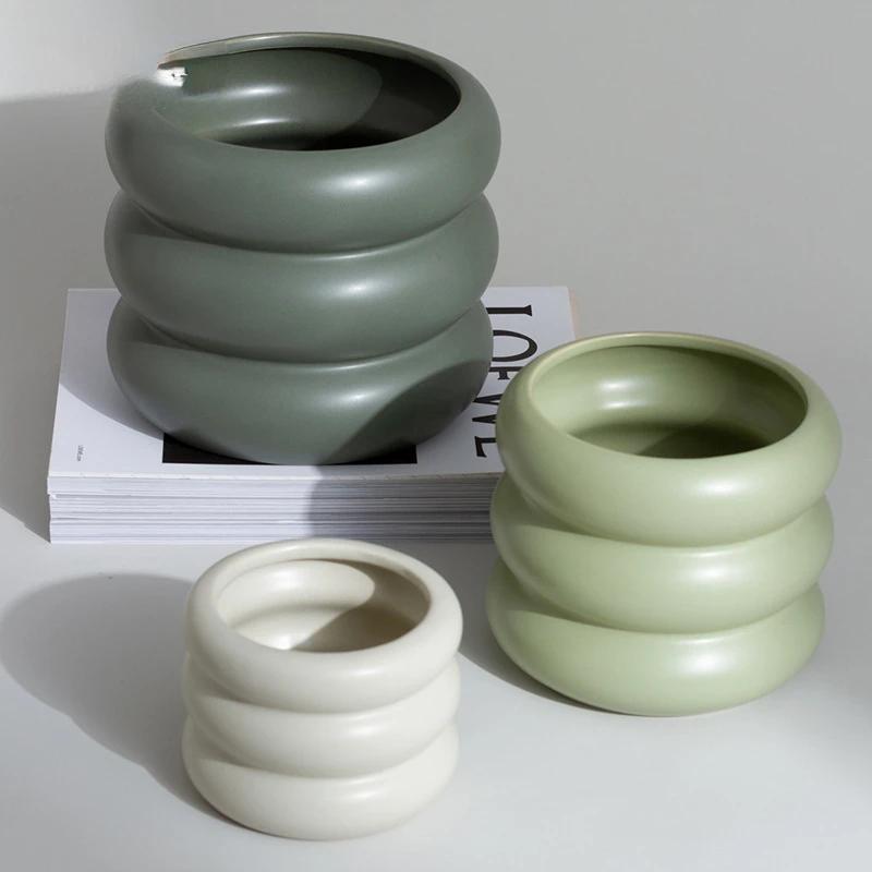 Nordic INS-style Vegetarian-fired Breathable Ceramic Fleshy Green Plant Flowerpot Modern Minimalist Personality Art Green Radish