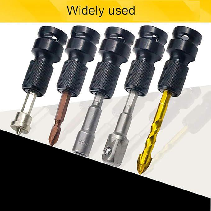 Telescopic Electric Wrench with 1/2 To 1/4 Drill Chuck, Hex Socket, Spring Sleeve & Quick-Release, Large Head, 60mm