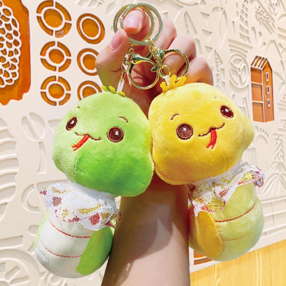 

Брелок на удачу на Новый год Плюшевый мультяшный кулон в виде животного Кавайный мультяшный брелок в виде змеи Пара Style2