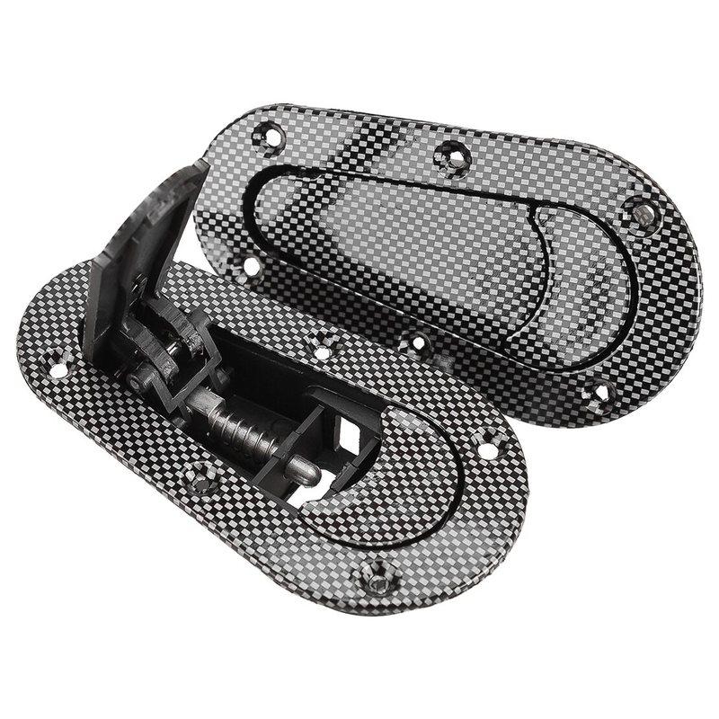 Flush Mounted Engine Hood Bonnet Quick Release Latch Pin Locking Kit No Key Black Carbon Fiber Texture for Racing Car