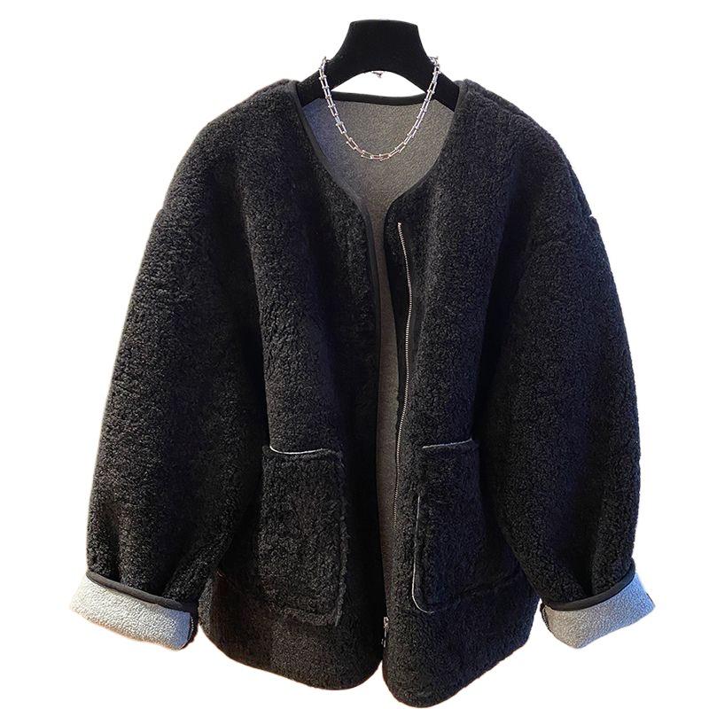 Palton de fleece Faux Lână de Miel pentru Femei Plus Size - Toamnă/Iarnă Larg, Casual, Top Îngroșat