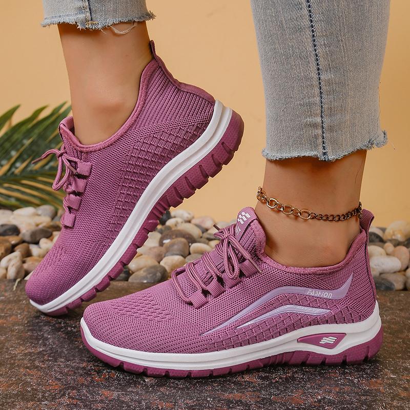 Fashion Women's Soft Sole Breathable Mesh Sneakers Lightweight Non Slip Casual Sports Shoes for Women Comfort Slip On Knitted Sneakers