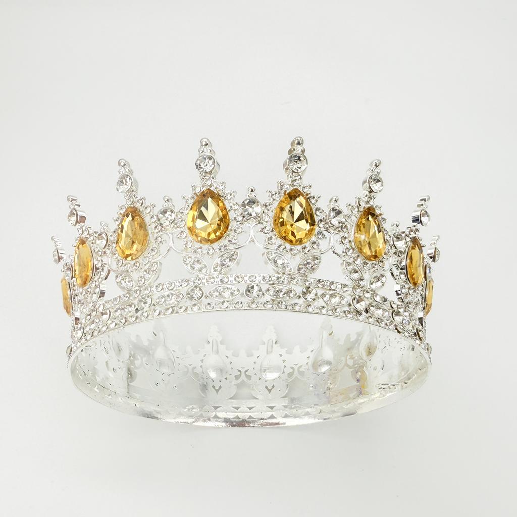 Full Circle Crown Tiara Colorful Baroque Retro Full Diamond Jewelry Wedding Accessories Crown Bridal Crown