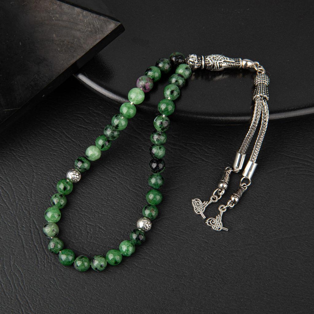 Modlitební korálky z přírodního kamene Anyolit 33 kusů – 6 mm