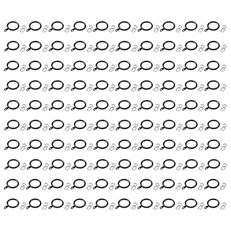 Pack Of 100 Curtain Rings with Clip 30mm Inner Diameter Plastic Hooks For Poles And Rod Drapery And Shower Hanging