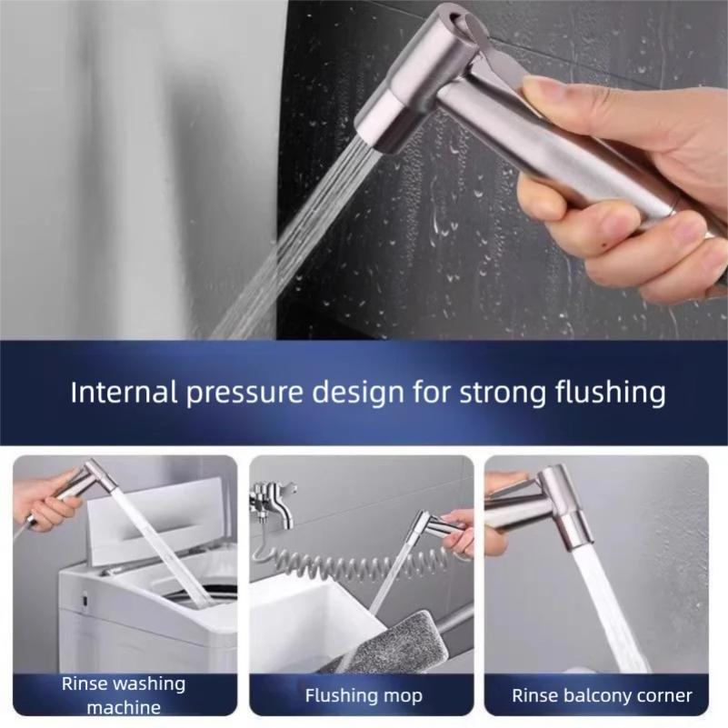 304 Stainless Steel Toilet Flushing Spray Gun, Bathroom Toilet Water Spray Gun, Water Spray Gun for Flushing, Bathroom Spray Gun