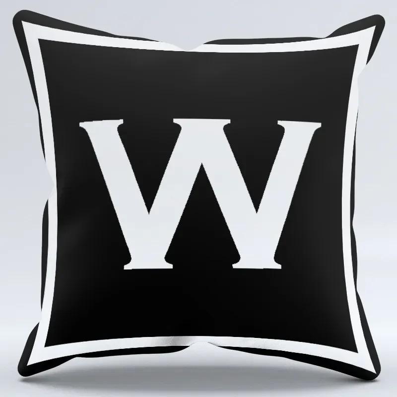 Simple Black and White Letter Print Pattern Home Bedroom Living Room Sofa Car Office Decoration Pillowcase
