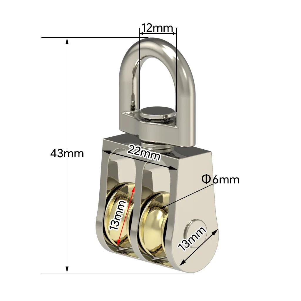 1pcs 43/58/86mm Single/Double Wheels Metal Sheave  Zinc Alloy Pulley Crown Block and Tackle Lifting Wheel Mini Double Pulley