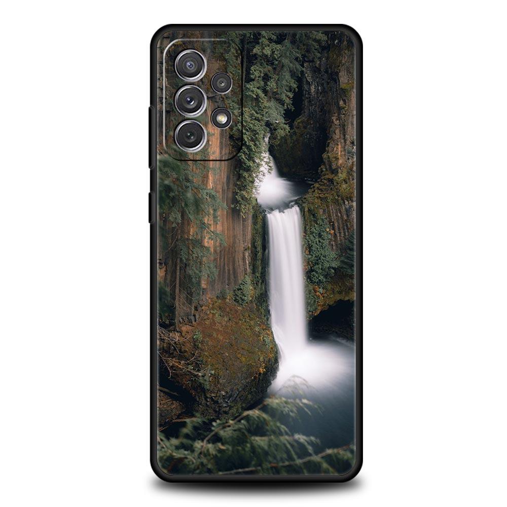 Wodospad natura Drzewa statek Etui na telefon dla Samsung Galaxy A13 A51 A71 A21S A12 A11 A31 A41 A23 A53 A73 A52 A32 5G A03S A01 Pokrowiec