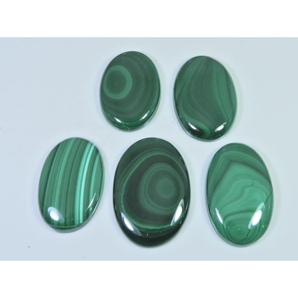 283Cts. Natural Malachite Oval Shape Cabochon Loose Gemstone 5Pcs Lot C-2109