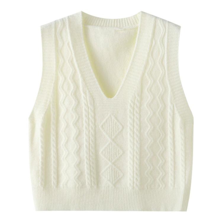 2024 Autumn/Winter College Style V-Neck Knitted Pullover Vest for Women