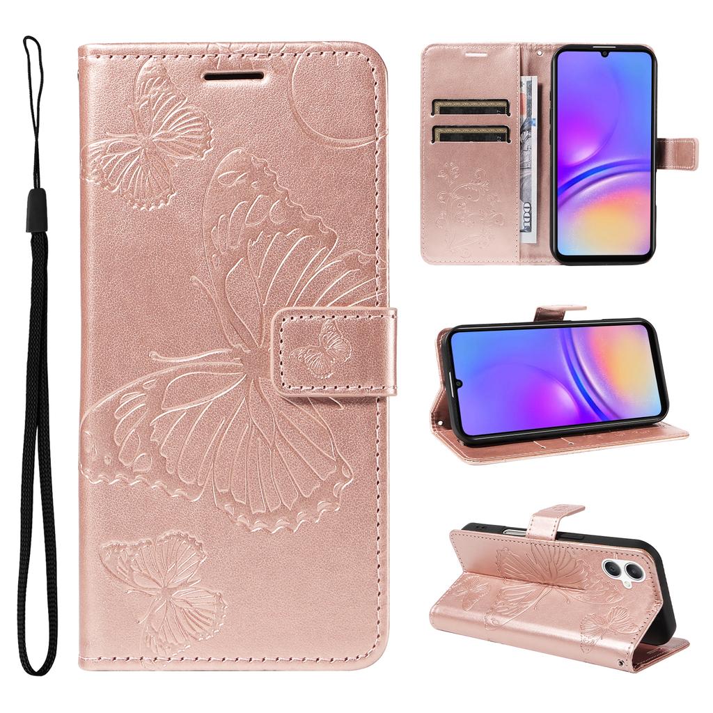 For Samsung Galaxy A07 4G/A06 4G/A06 5G Wallet Case Floral Butterfly Imprinted Leather Phone Cover Stand -  Green