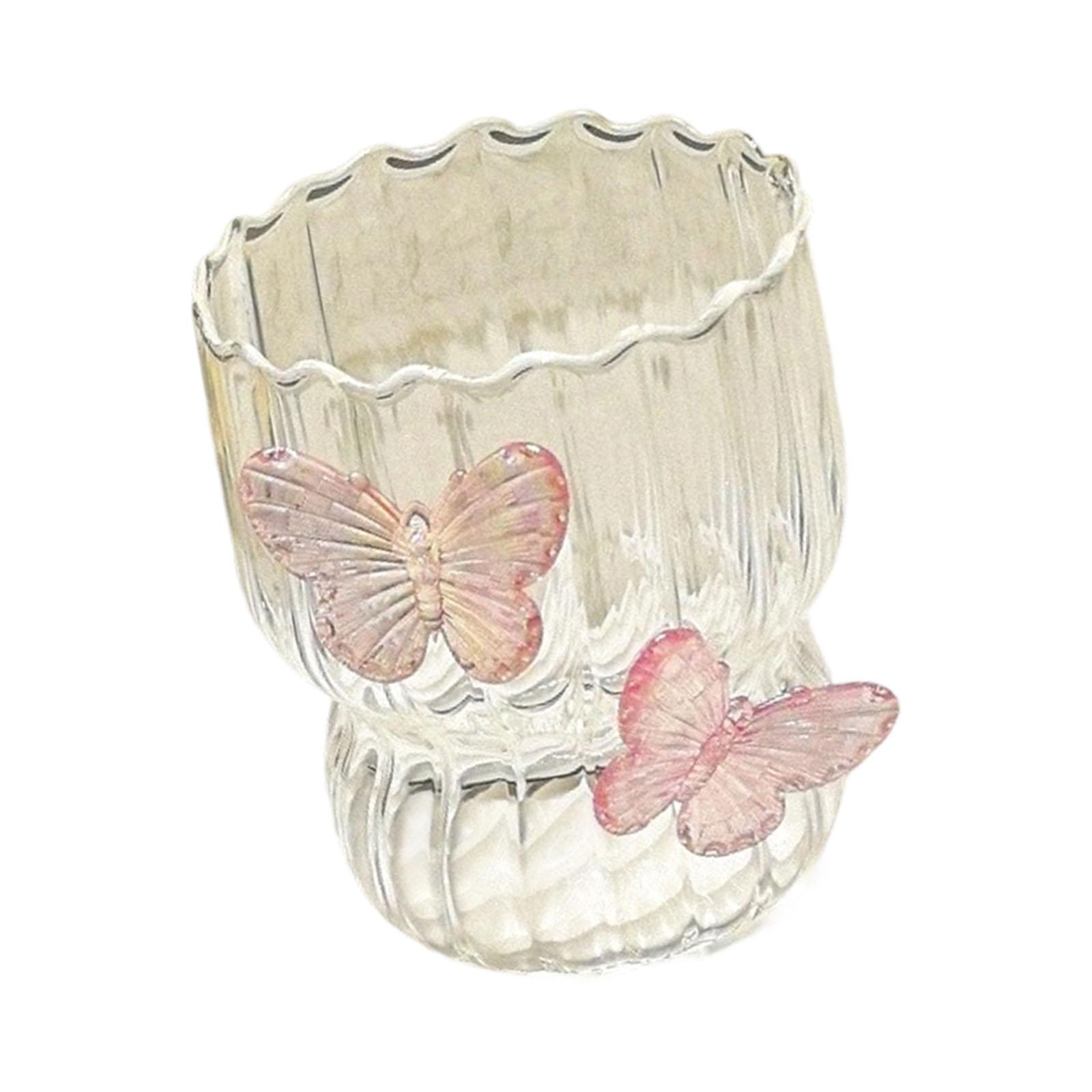Portable Glass Cup 3D Butterfly Art and Glass Construction with Elegant Design Suitable for Easy Carrying in Daily Life
