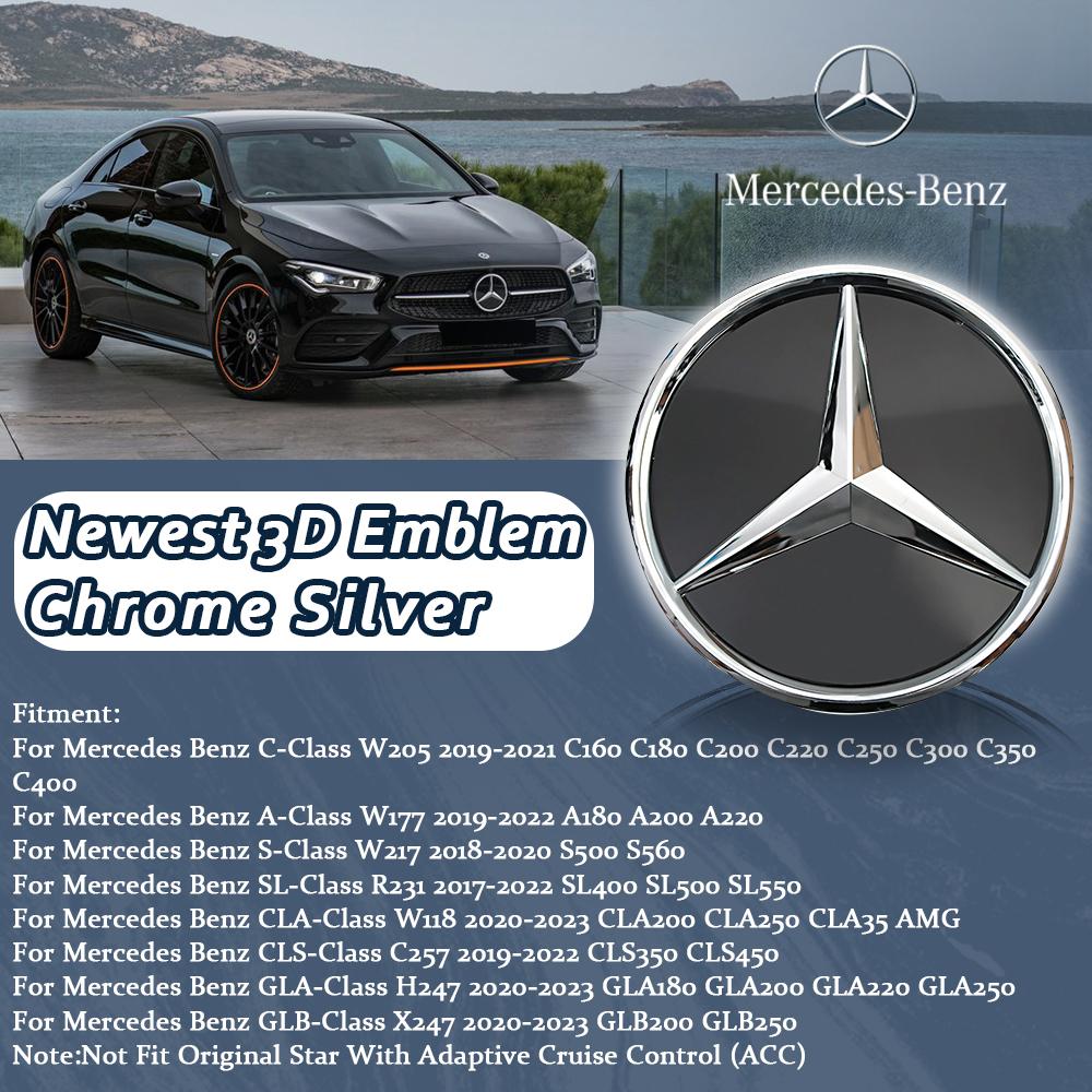 

Glossy Black Newest 3D Front Grille Star Emblems Logo For Mercedes Benz C W205 A W177 S W217 SL CLA CLS GLA GLB Car Accessories