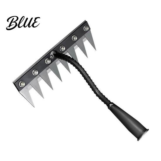 Compact Garden Rake Weeding with Sharp Tines Manganese Steel Head Weeder Rakes for Loosening Tip Soil & Removing Weeds Detachable Tool Yard Farm Use