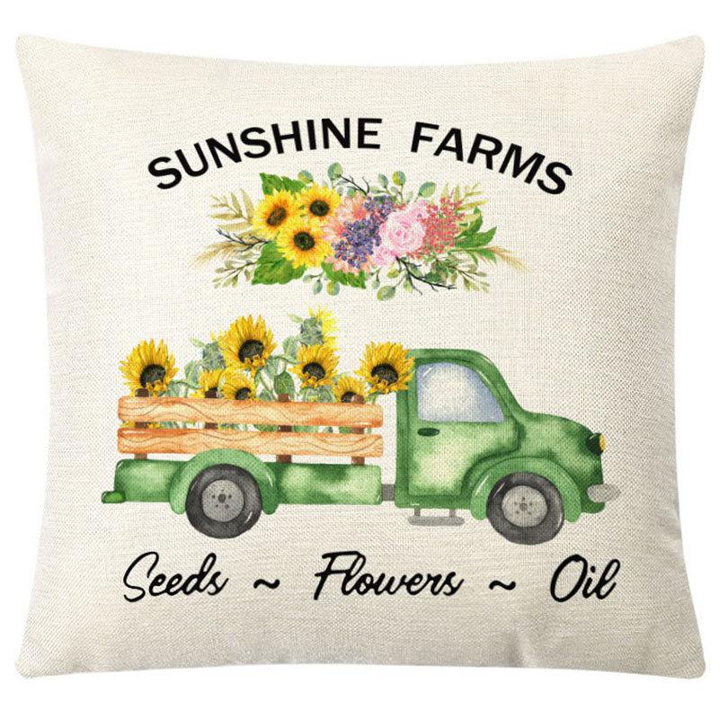 Pillow Farm Sunflower Pillow Cover Happy Summer Thanksgiving Car Waist Support Cushion Home Pillow Cover