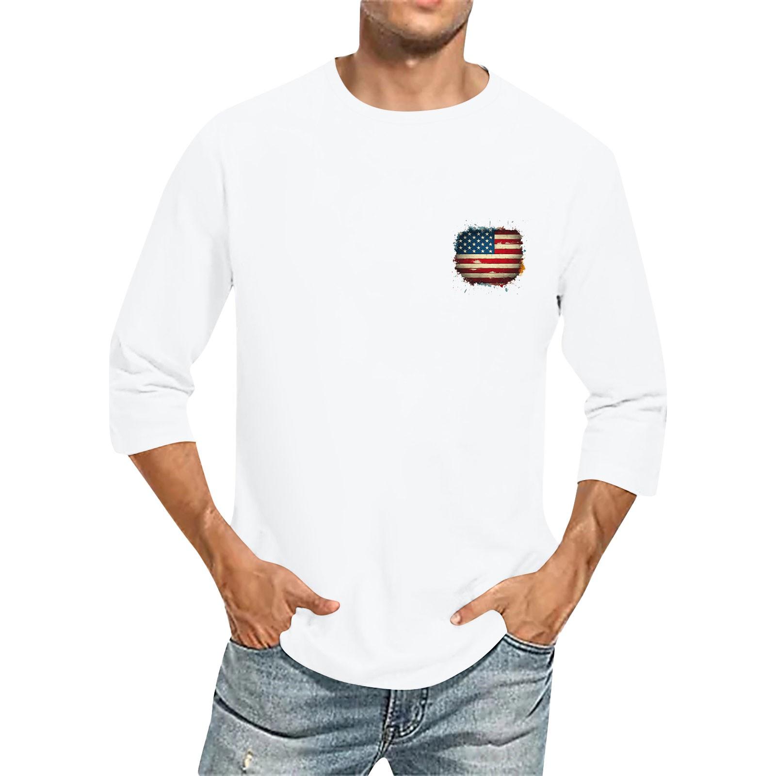 Men S Round Neck Three-Quarters Sleeve Top Casual Fashion T-Shirt XXL