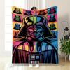 Colorful Darth Vader Pop Art Design Patterned Flannel Blanket Perfect for the Bedroom Living Room, Sofa, or a Little Nap