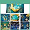 Vibrant Eid Mubarak Tapestry Moon Star Wall Hanging Decor For Ramadan Celebrations