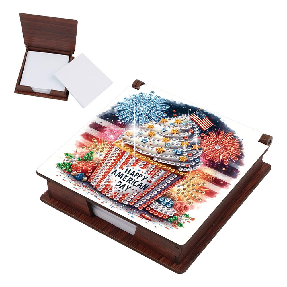 Wood Animals Gem Painting Memo Pad Holder Mosaic Kit Rhinestones Post It Dispenser Diamond Art Note Box with 160 Sheets of Paper