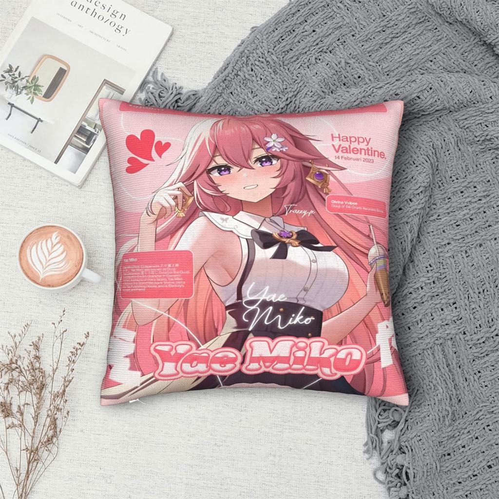 yae miko genshin impact Pillowcases Product Printed Cushion Cover Pillow Covers Home Decor Square Multi Size