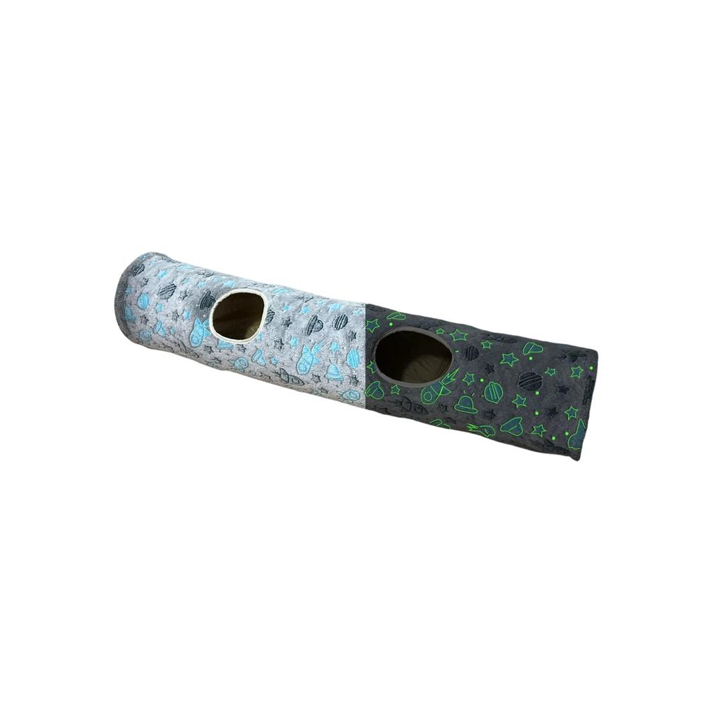 Túnel para Gatos com Orelhas de Gato, Tubo Interativo para Gatos com Bola Suspensa, Brinquedo para Gatos Auto-Brincável com Som de Amassar para Gatos de Interior, Gatinhos, Filhotes, Coelhos