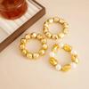 SHIXIN Set da 3 Pezzi Braccialetti Elastici Impilabili Vintage con Perle Finte per Donna Punk Colore Oro Braccialetto Irregolare con Perline Acriliche