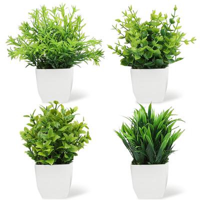 Grüner künstlicher Bonsai Mini Eukalyptusblume Topfpflanze für Heim-Garten-Tischdekoration Innen Schlafzimmer Büro Kunstpflanze